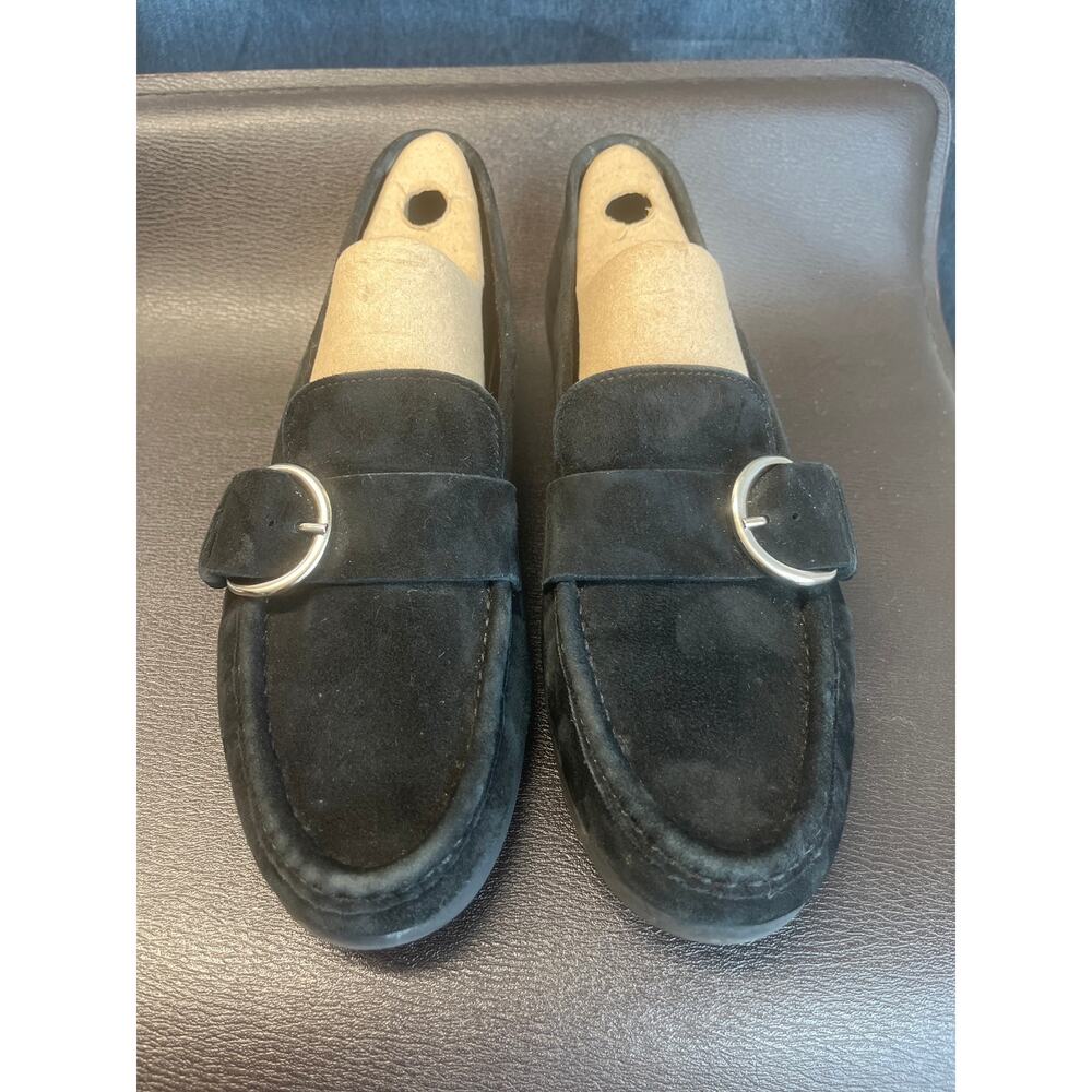 Attilio G Leombruni Women’s Black Suede Loafer with BuckleAccent Office Preppy